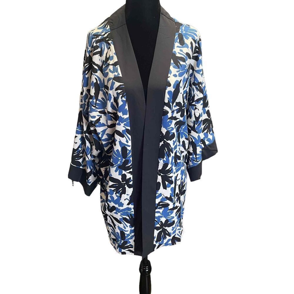Siren Lily Womens 2X Floral Print Open Front 3/4 Sleeve Kimono Top New